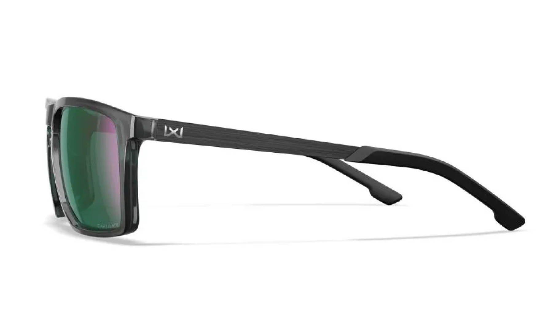 WileyX AXE Captivate Polarized Green Mirror Amber Gloss Crystal Grey Frame