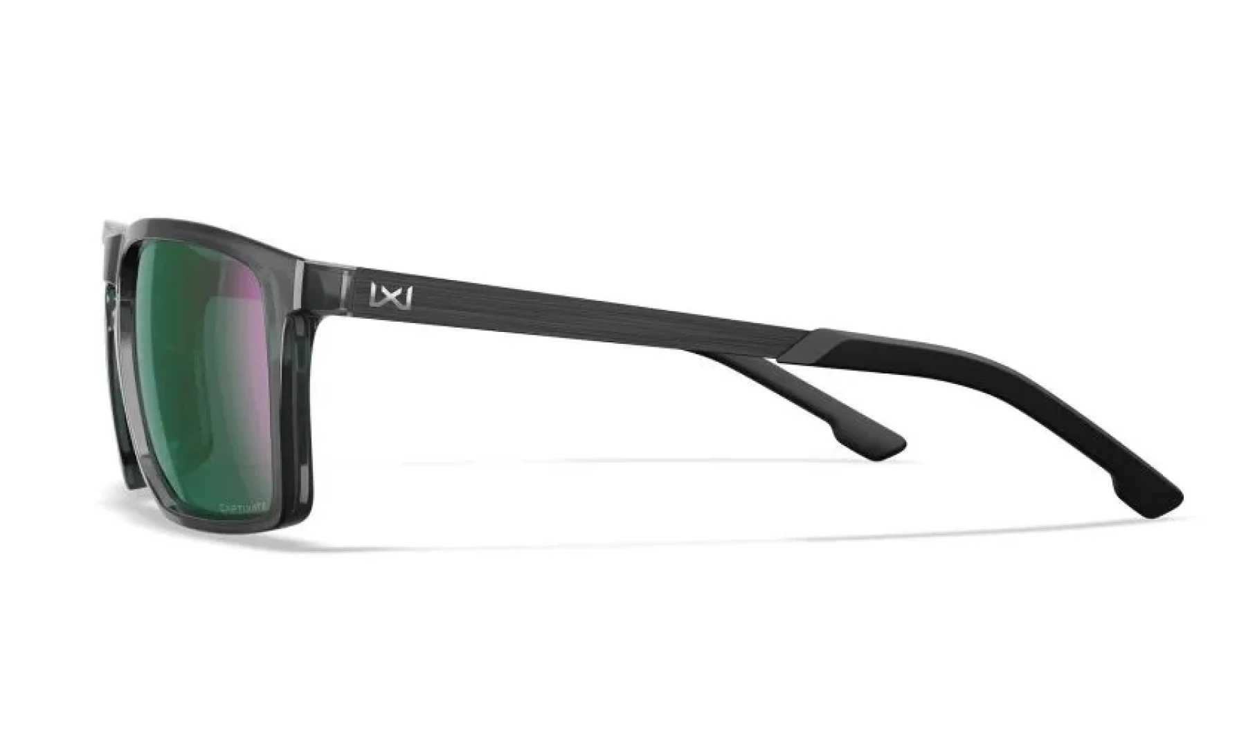 WileyX AXE Captivate Polarized Green Mirror Amber Gloss Crystal Grey Frame