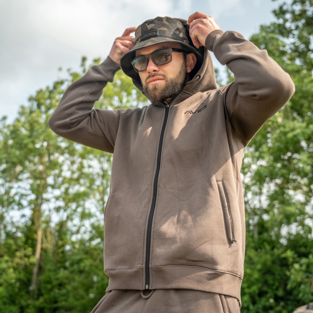 Avid Carp Compound Zip Hoodie - Brown
