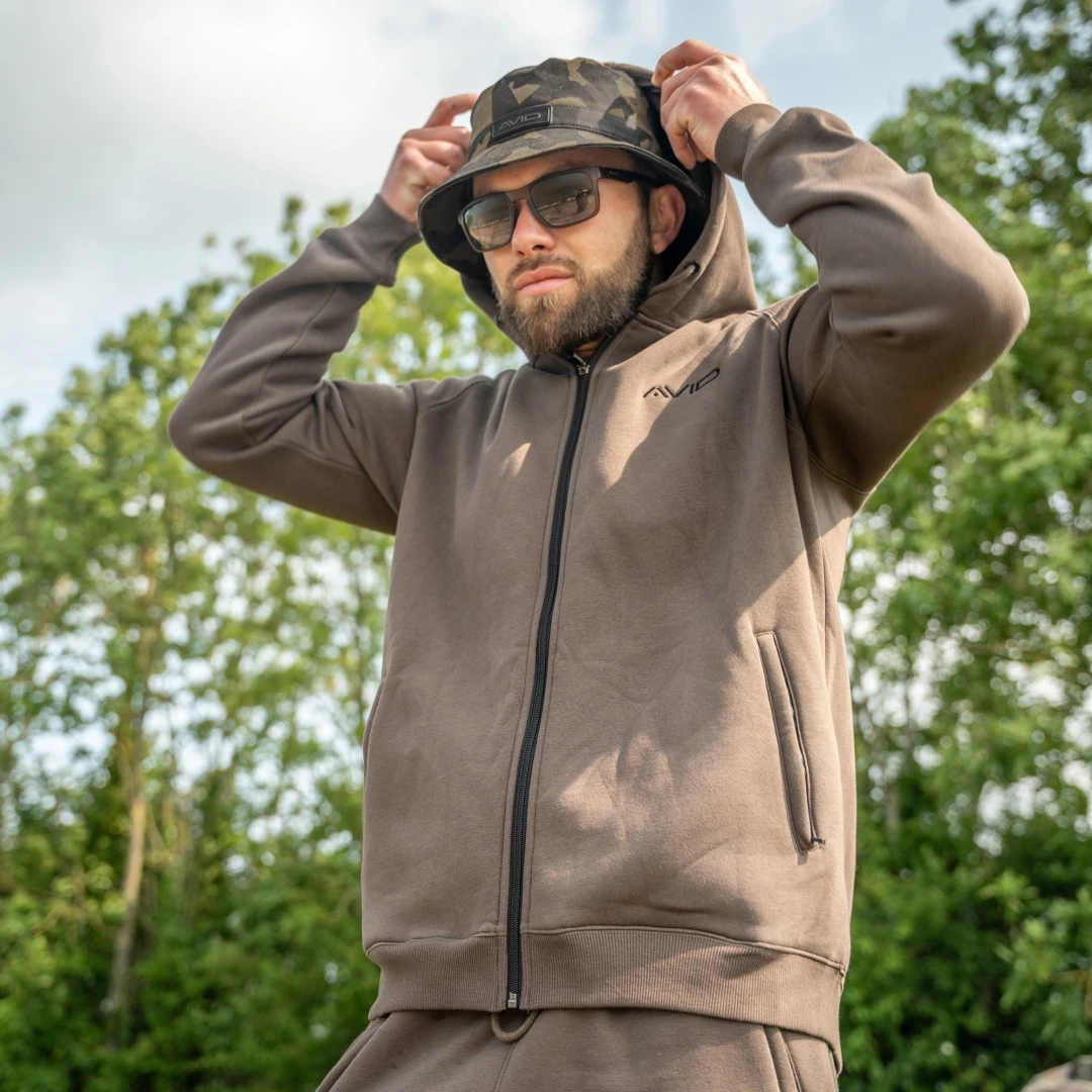 Avid Carp Compound Zip Hoodie - Brown