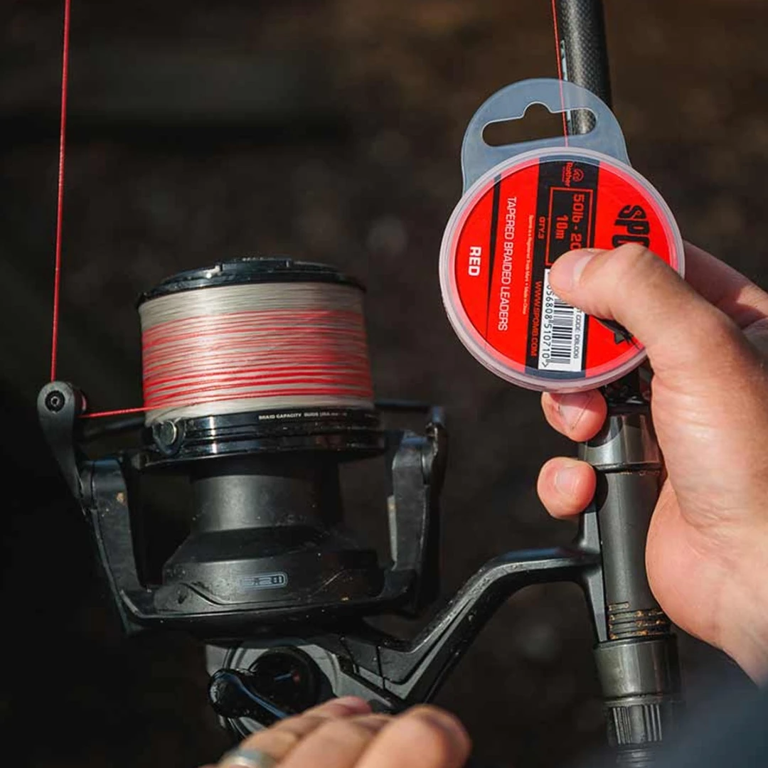 Spomb Tapered Braided Leaders 50 - 20lb (Red)