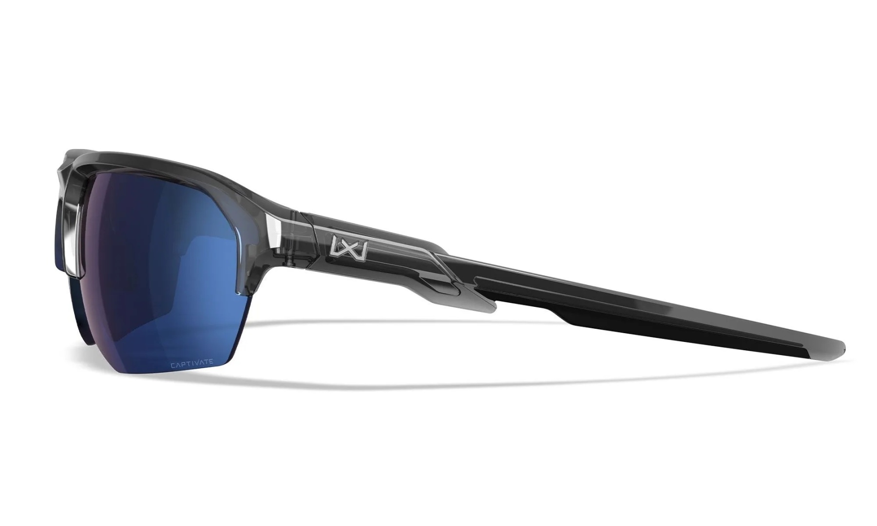 WileyX JAKL Captivate Polarized Blue Mirror Gloss Crystal Grey Frame