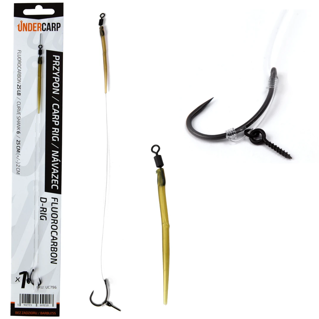 UnderCarp Fluorocarbon D-Rig - Kötött pontyozó előke (horog nélkül)