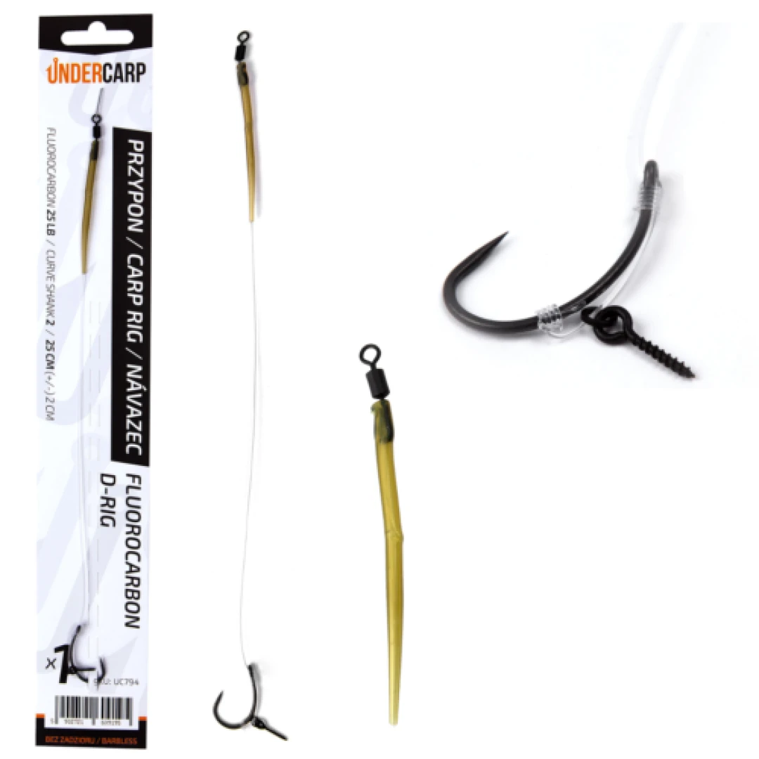 UnderCarp Fluorocarbon D-Rig - Kötött pontyozó előke (horog nélkül)