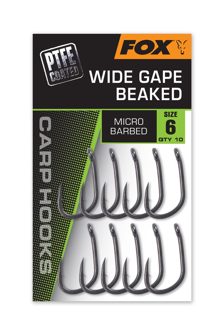 Fox Carp Hooks Wide Gape Beaked - (su PTFE danga)