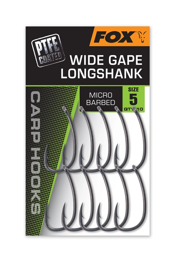 Fox Carp Hooks Wide Gape Longshank - (cu strat PTFE)